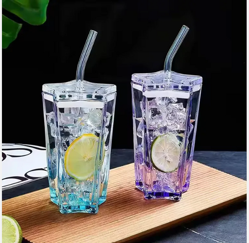 Glass Tumbler Mug with Lid